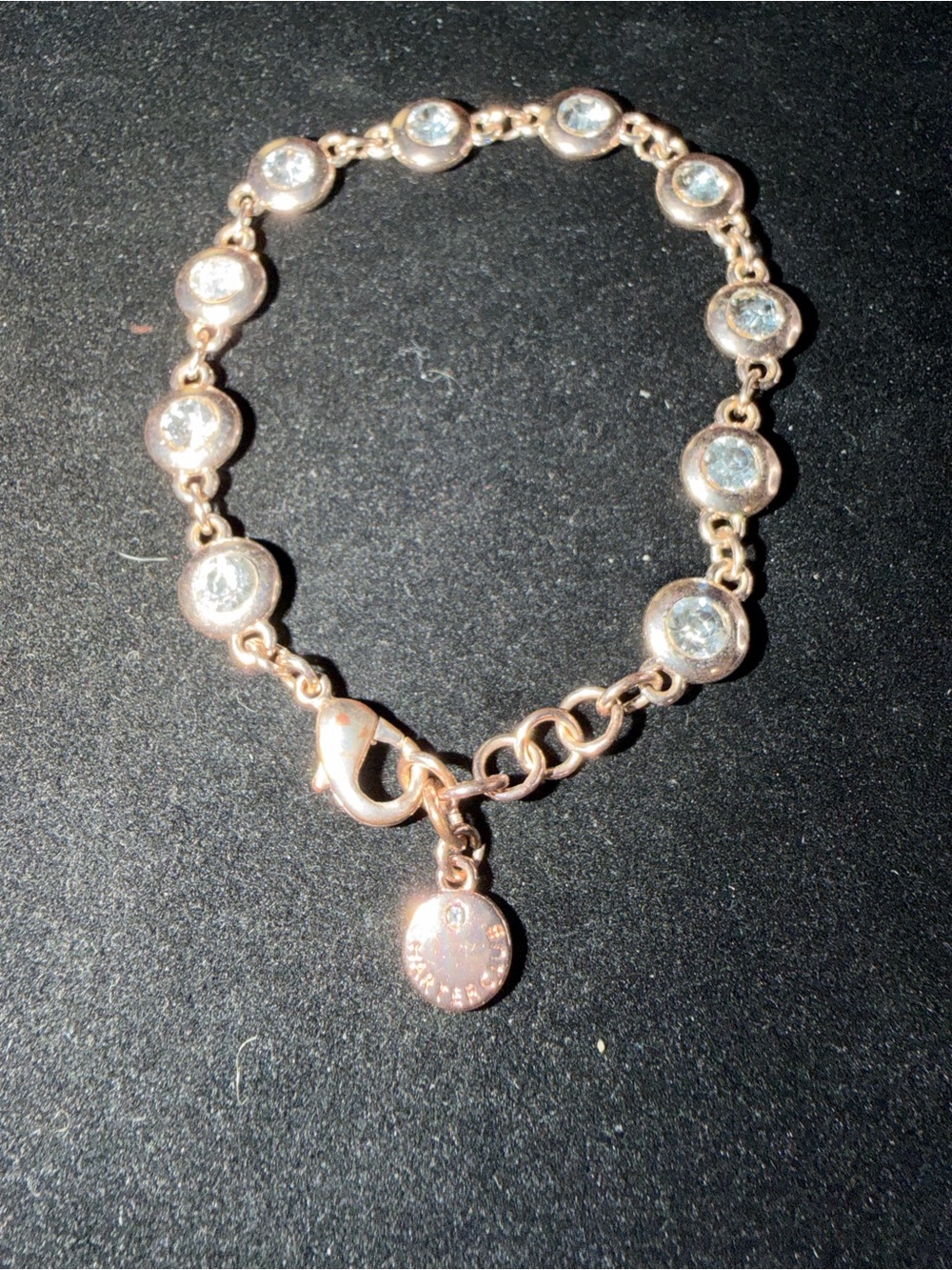 Charter Club Rose Gold Tone Crystal Tennis Bracelet Adjustable